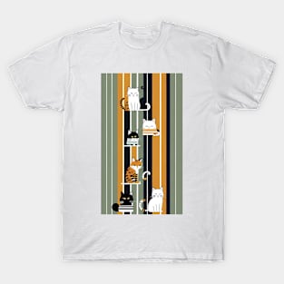 Abstract Striped Whiskers: A Contemporary Feline Fusion T-Shirt